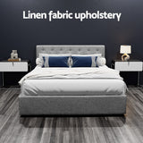Artiss Bed Frame Queen Size Gas Lift Grey VILA - 45-Degree Angle