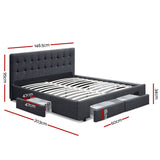 Artiss Bed Frame Double Size with 4 Drawers Grey AVIO - Front View