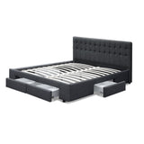 Artiss Bed Frame King Size with 4 Drawers Charcoal AVIO - Side View