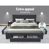 Artiss Bed Frame King Size with 4 Drawers Charcoal AVIO - Top-Down View