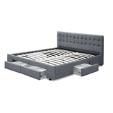 Artiss Bed Frame King Size with 4 Drawers Grey AVIO - Side View