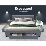 Artiss Bed Frame King Size with 4 Drawers Grey AVIO - Top-Down View