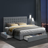 Artiss Bed Frame King Size with 4 Drawers Grey AVIO - Close-Up Angle