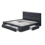 Artiss Bed Frame Queen Size with 4 Drawers Charcoal AVIO - Side View