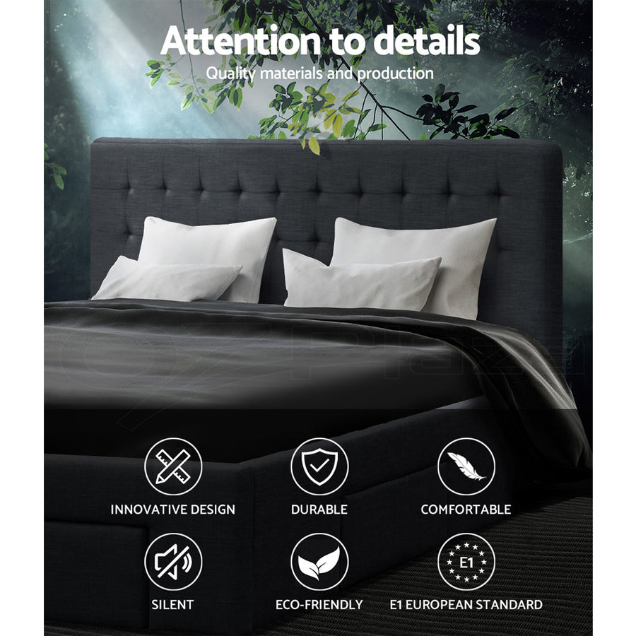 Artiss Bed Frame Queen Size with 4 Drawers Charcoal AVIO, image 6