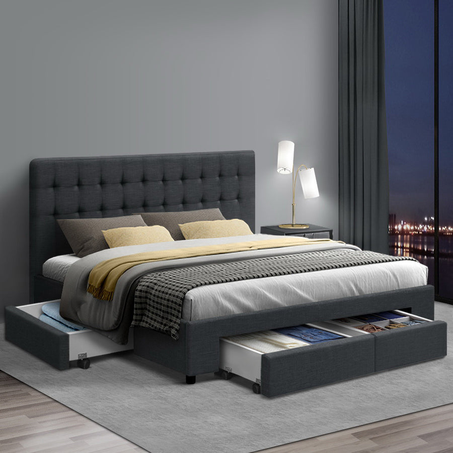 Artiss Bed Frame Queen Size with 4 Drawers Charcoal AVIO, image 8