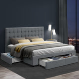 Artiss Bed Frame Queen Size with 4 Drawers Grey AVIO - Close-Up Angle