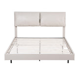Artiss Double Bed Frame RGB LED Floating Beds Adjustable Headboard Beige White - Side View