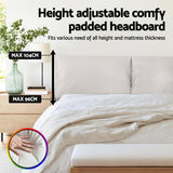 Artiss Double Bed Frame RGB LED Floating Beds Adjustable Headboard Beige White - 45-Degree Angle