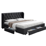 Artiss Bed Frame Queen Size with 4 Drawers Charcoal MILA - Low Angle