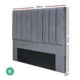 Artiss Bed Head Headboard King Velvet - VELA Grey - Front View