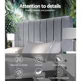 Artiss Bed Head Headboard King Velvet - VELA Grey - Side View