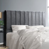 Artiss Bed Head Headboard King Velvet - VELA Grey - Close-Up Angle