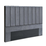 Artiss Bed Head Headboard King Velvet - VELA Grey - Low Angle