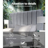 Artiss Bed Head Headboard Queen Velvet - VELA Grey - Side View
