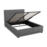 Artiss Bed Frame Double Size Gas Lift Grey TIYO