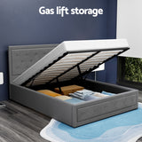 Artiss Bed Frame Double Size Gas Lift Grey TIYO - Top-Down View