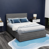 Artiss Bed Frame Double Size Gas Lift Grey TIYO - Close-Up Angle