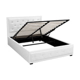 Artiss Bed Frame Double Size Gas Lift White TIYO