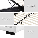Artiss Bed Frame Double Size Gas Lift White TIYO - Rear View