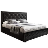 Artiss Bed Frame Double Size Gas Lift Black TIYO - Close-Up Angle