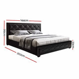 Artiss Bed Frame Double Size Gas Lift Black TIYO - Front View