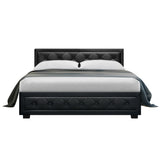 Artiss Bed Frame Double Size Gas Lift Black TIYO - Side View