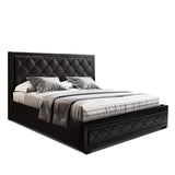 Artiss Bed Frame Queen Size Gas Lift Black TIYO - Low Angle