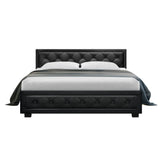 Artiss Bed Frame Queen Size Gas Lift Black TIYO - Side View