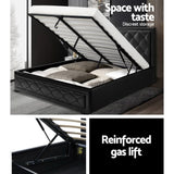Artiss Bed Frame Queen Size Gas Lift Black TIYO - Top-Down View
