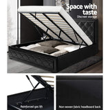 Artiss Bed Frame King Size Gas Lift Black TIYO - Side View