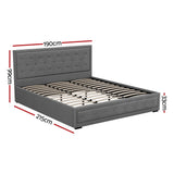 Artiss Bed Frame King Size Gas Lift Grey TIYO - Front View
