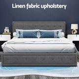 Artiss Bed Frame King Size Gas Lift Grey TIYO - 45-Degree Angle