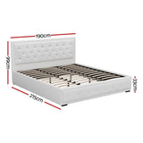 Artiss Bed Frame King Size Gas Lift White TIYO - Front View