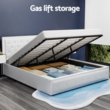 Artiss Bed Frame King Size Gas Lift White TIYO - Top-Down View