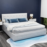 Artiss Bed Frame King Size Gas Lift White TIYO - Close-Up Angle