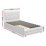 Artiss Bed Frame King Single Size Gas Lift White TIYO - Front View