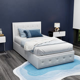 Artiss Bed Frame King Single Size Gas Lift White TIYO - Close-Up Angle