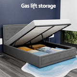Artiss Bed Frame Queen Size Gas Lift Grey TIYO