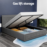Artiss Bed Frame Queen Size Gas Lift Grey TIYO - Top-Down View