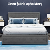 Artiss Bed Frame Queen Size Gas Lift Grey TIYO - 45-Degree Angle