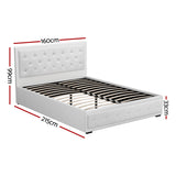 Artiss Bed Frame Queen Size Gas Lift White TIYO - Front View
