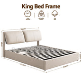 Artiss King Bed Frame Gas Lift Storage 3 Drawers Adjustable Headboard Platform Base - Side View