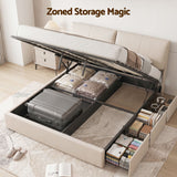 Artiss King Bed Frame Gas Lift Storage 3 Drawers Adjustable Headboard Platform Base - 45-Degree Angle