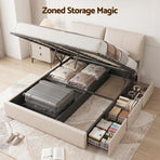 Artiss Queen Bed Frame Gas Lift Storage 3 Drawers Adjustable Headboard Platform Base