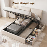 Artiss Queen Bed Frame Gas Lift Storage 3 Drawers Adjustable Headboard Platform Base - Top-Down View