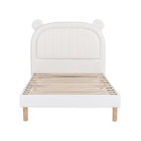 Artiss Kids King Single Bed Frame Bear Ears Headboard Upholstered Leather Platform Bed for Child - Side View