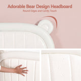 Artiss Kids King Single Bed Frame Bear Ears Headboard Upholstered Leather Platform Bed for Child - Top-Down View