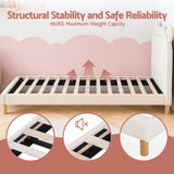 Artiss Kids King Single Bed Frame Bear Ears Headboard Upholstered Leather Platform Bed for Child - Rear View