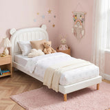 Artiss Kids King Single Bed Frame Bear Ears Headboard Upholstered Leather Platform Bed for Child - Extra Image